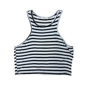 Joah Love Girls Black And White Stripe Cropped Tank Top